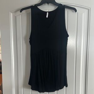 Black Pleated Tank Top Tunic